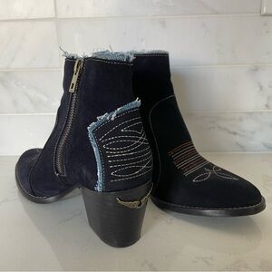 Zadig & Voltaire Molly Suede & Denim Ankle Boots, good condition, size 9
